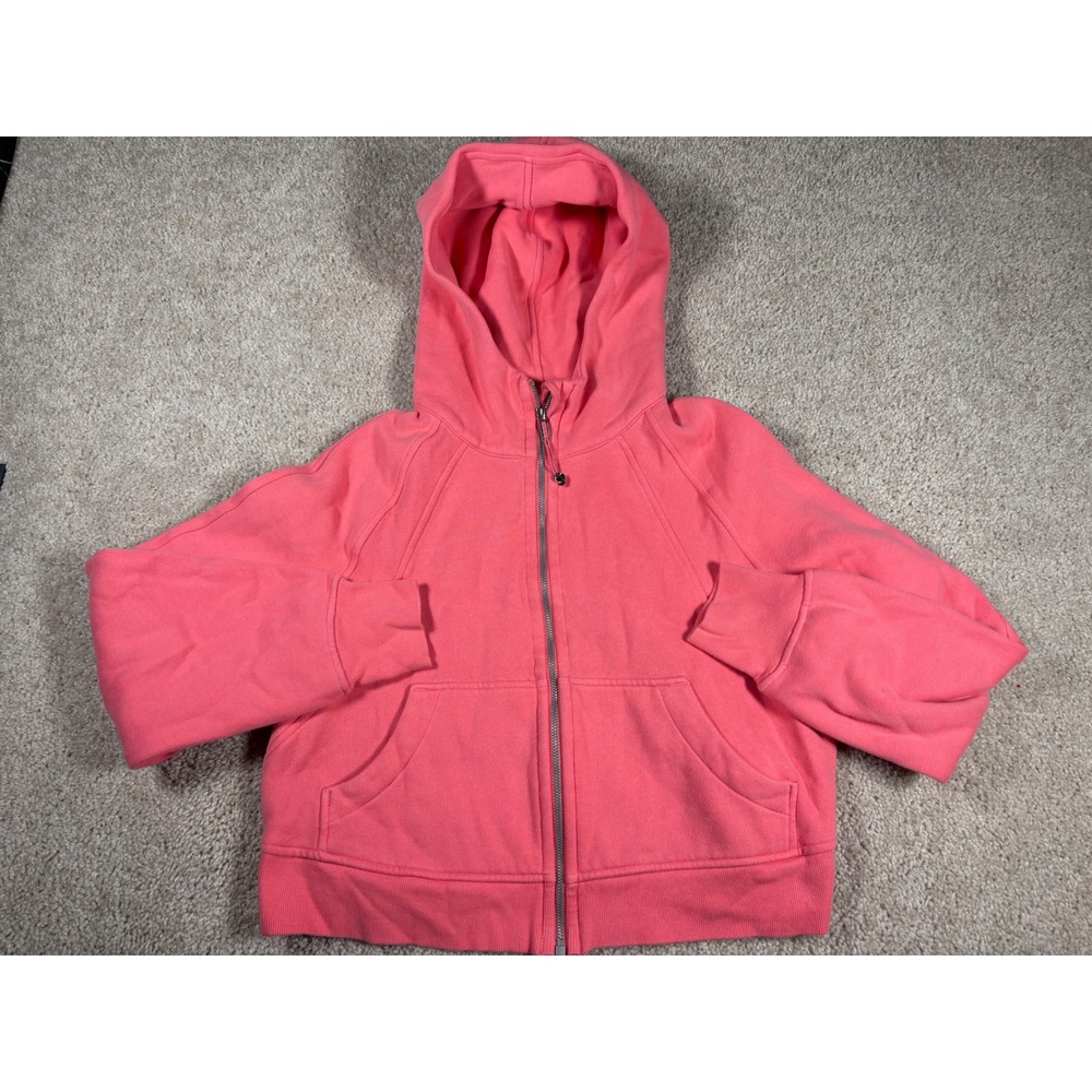 Lululemon Scuba Oversized Full Zip Hoodie Pink Coral Cotton Fleece Sweatshirt S